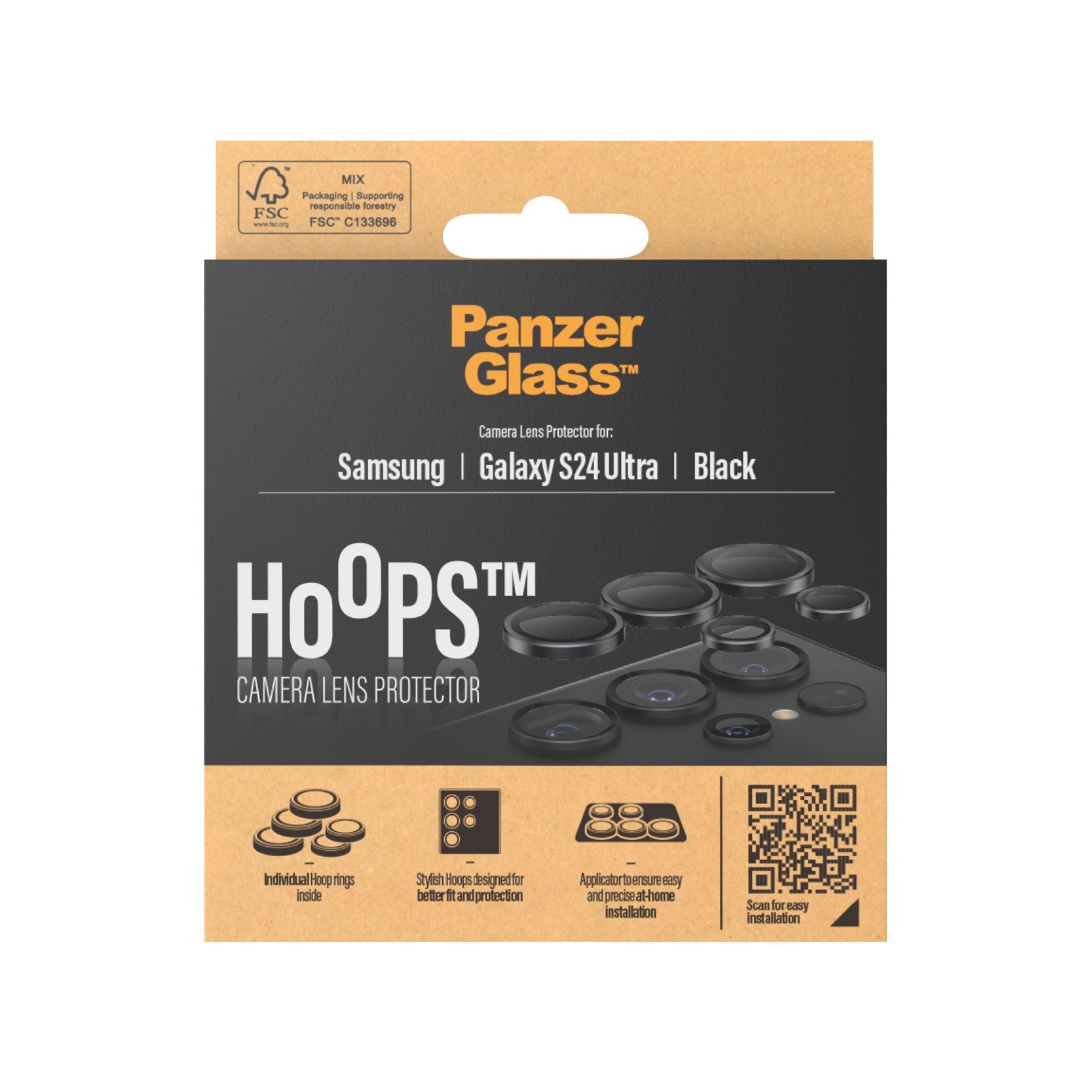 PanzerGlass® Hoops® Kameralinsebeskytter Sort Samsung Galaxy S24 Ultra